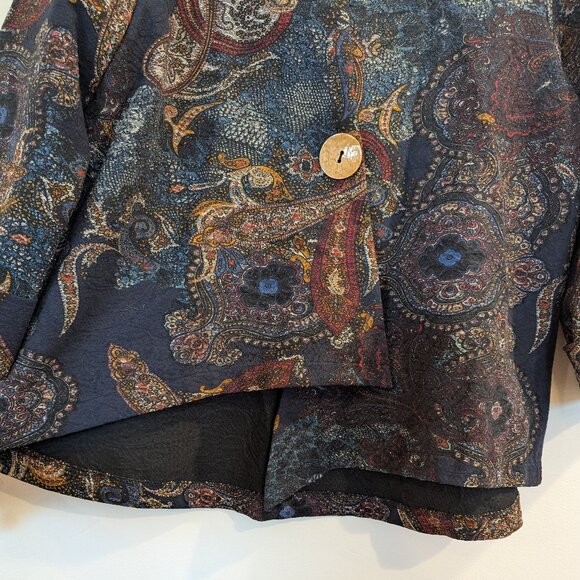 JOSEPH RIBKOFF Swing Jacket 12 Asymmetrical Tapestry One Button Art Paisley - Picture 6 of 10